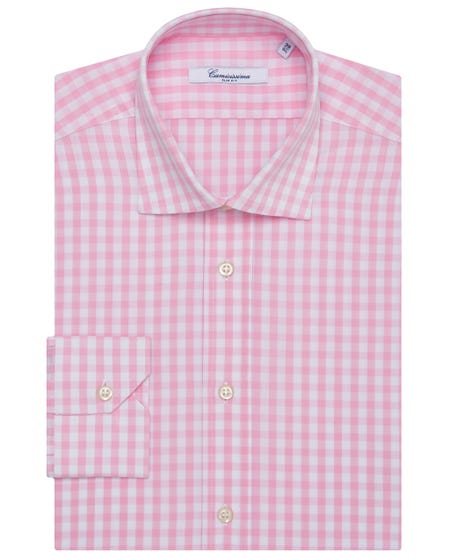 Camicia fancy rosa quadrettata francese_0