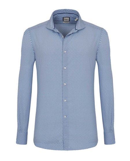 Camicia trendy azzurra con microfantasia blu francese