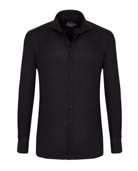Camicia trendy in lino nera 103rh- francese_0