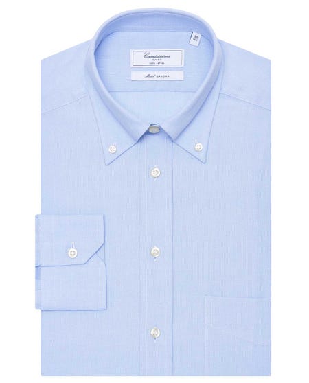 Camicia permanent azzurra, slim savona button down_0