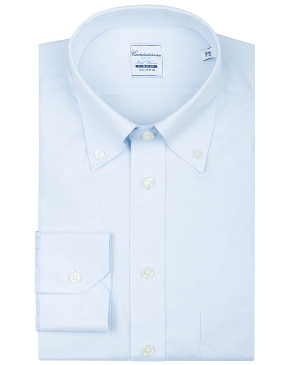 Chemise sans repassage bleu clair, avec poche, slim warsaw_0
